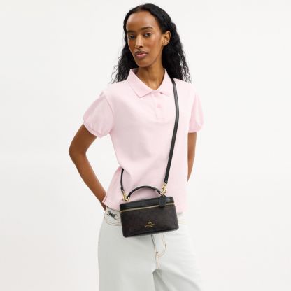 Rainer Crossbody Bag 18 In Signature Canvas - Gold/Walnut/Black - view 3