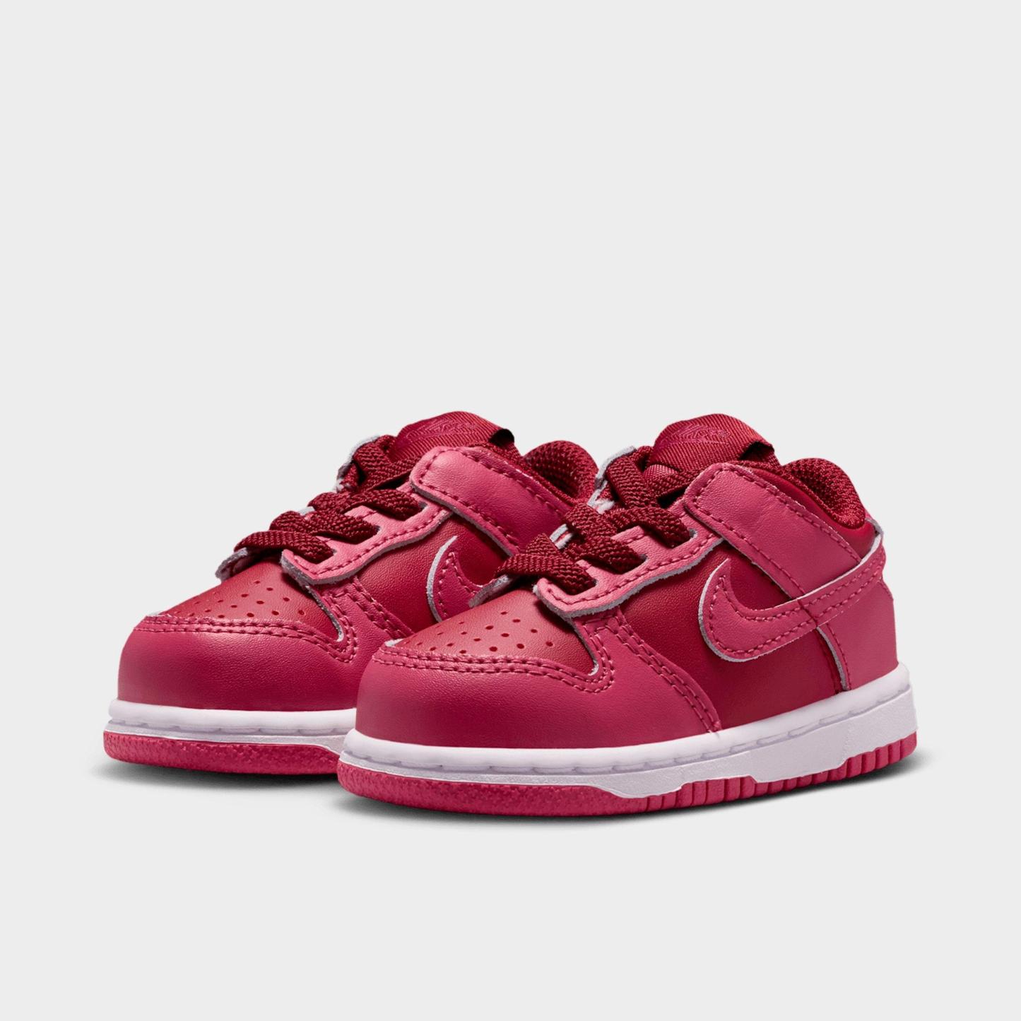 Kids' Toddler Nithtke Dunk Low Casual Shoes - Team Red/Sweet Beet/White/Sweet Beet - Both shoes facing left