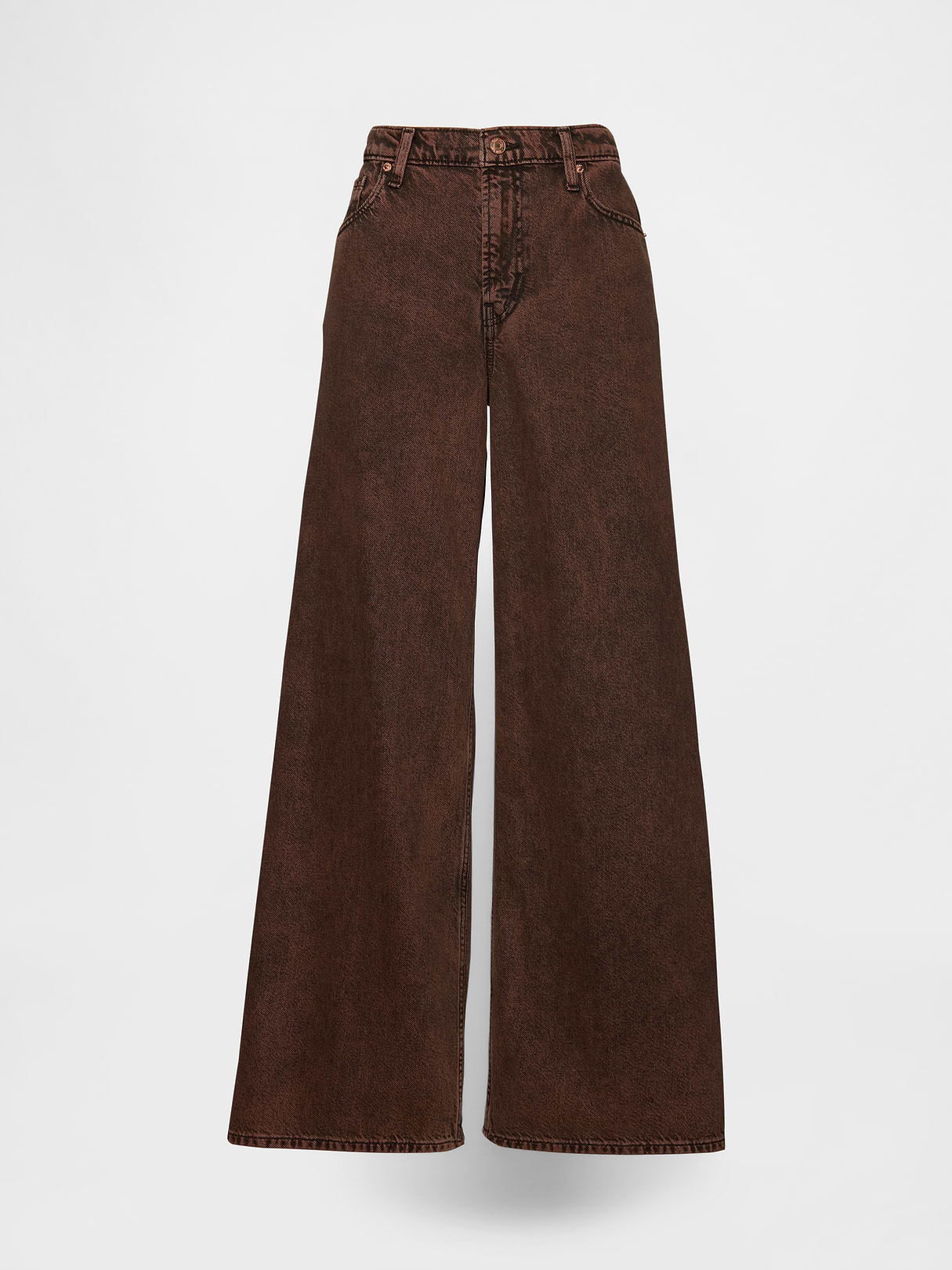 Mid Rise Denim Stripe Baggy Jeans - Dark brown