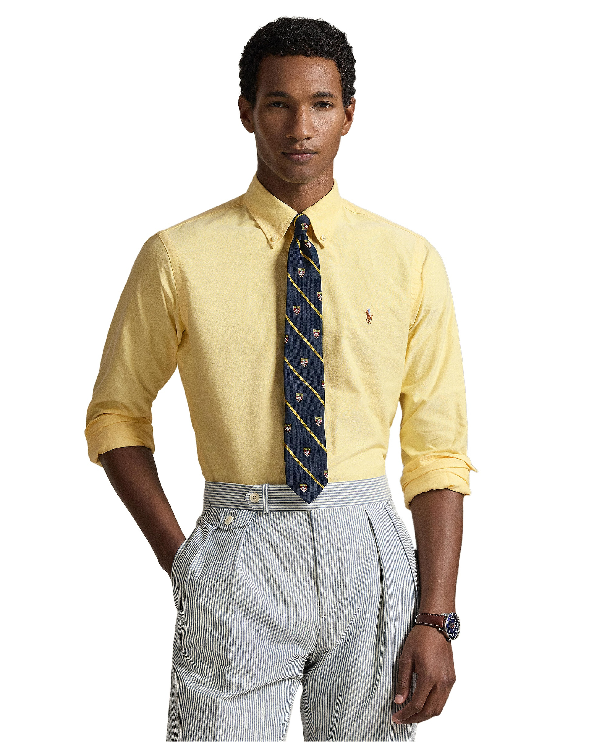 Polo Ralph Lauren Men's Classic-Fit Plaid Brushed Oxford Shirt - Yellow