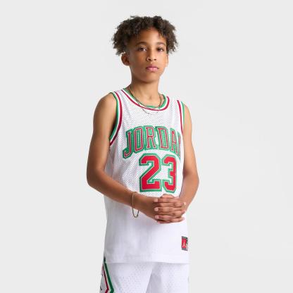Big Kids' Jordan Basketball Jersey - White/Red/Green - view 3