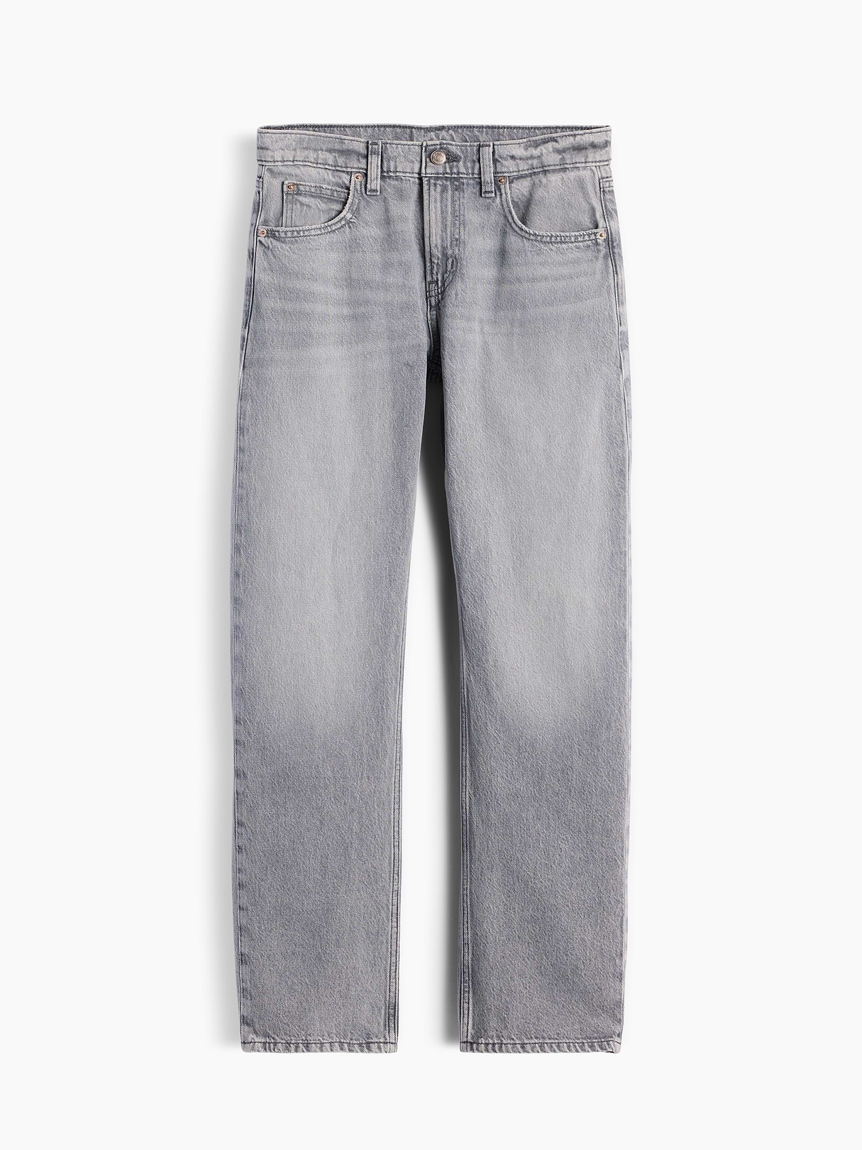 Mid Rise Straight Taper Jeans - Grey wash