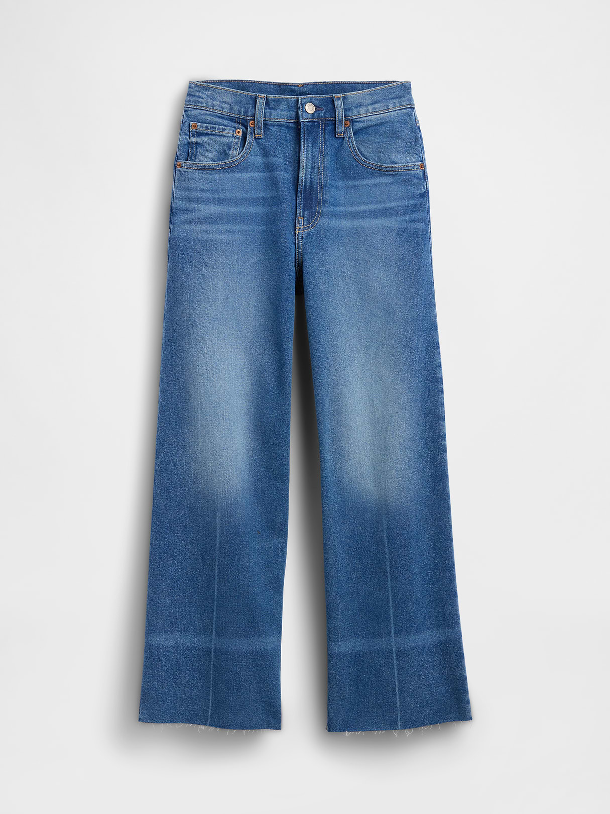 High Rise Stride Wide-Leg Ankle Jeans - Medium indigo