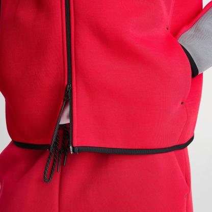 Men's Nike Tech Fleece Windrunner Full-Zip Hoodie - Smoke Grey/Fire Red