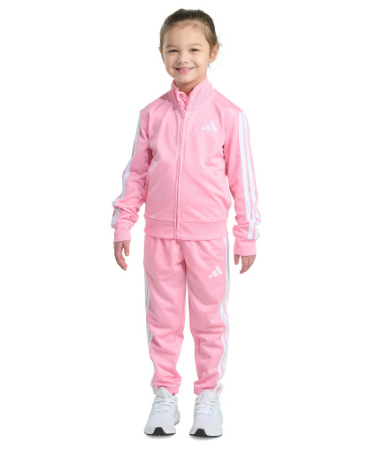 adidas Toddler & Little Girls Tricot Long-Sleeve Essential 3-Stripe Tricot Track Jacket & Pants, 2 Piece Set - Light Pink
