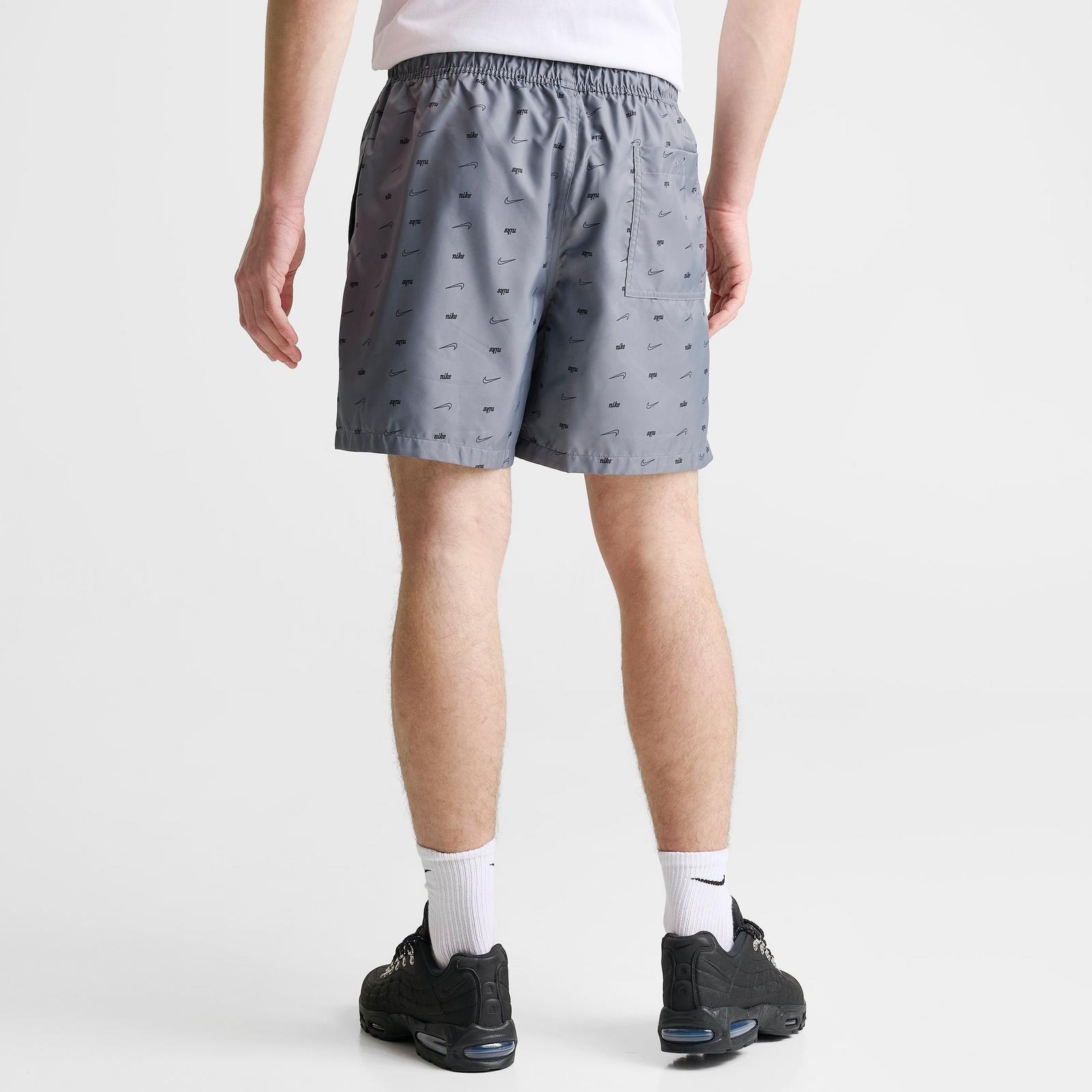 Men's Nike Sportswear Club Monogram Woven Flow Shorts - Smoke Grey/Black