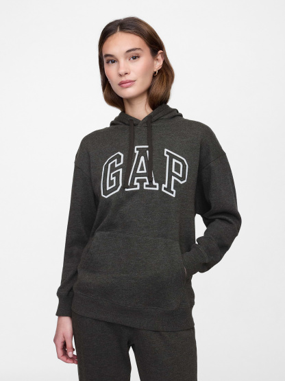 Relaxed Gap Logo Hoodie - charcoal heather gray