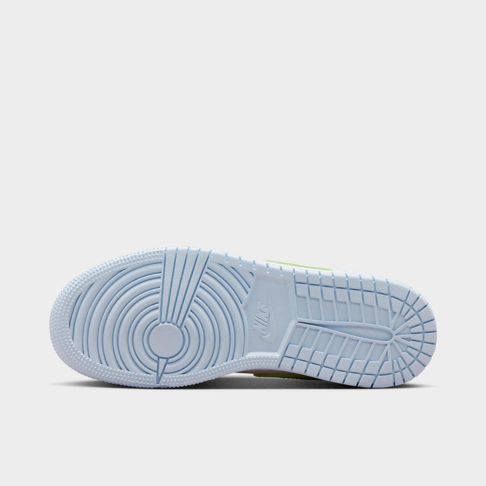 Big Kids' Air Jordan Retro 1 Low SE Casual Shoes - Half Blue/Sail/White/Vapor Green - view 6