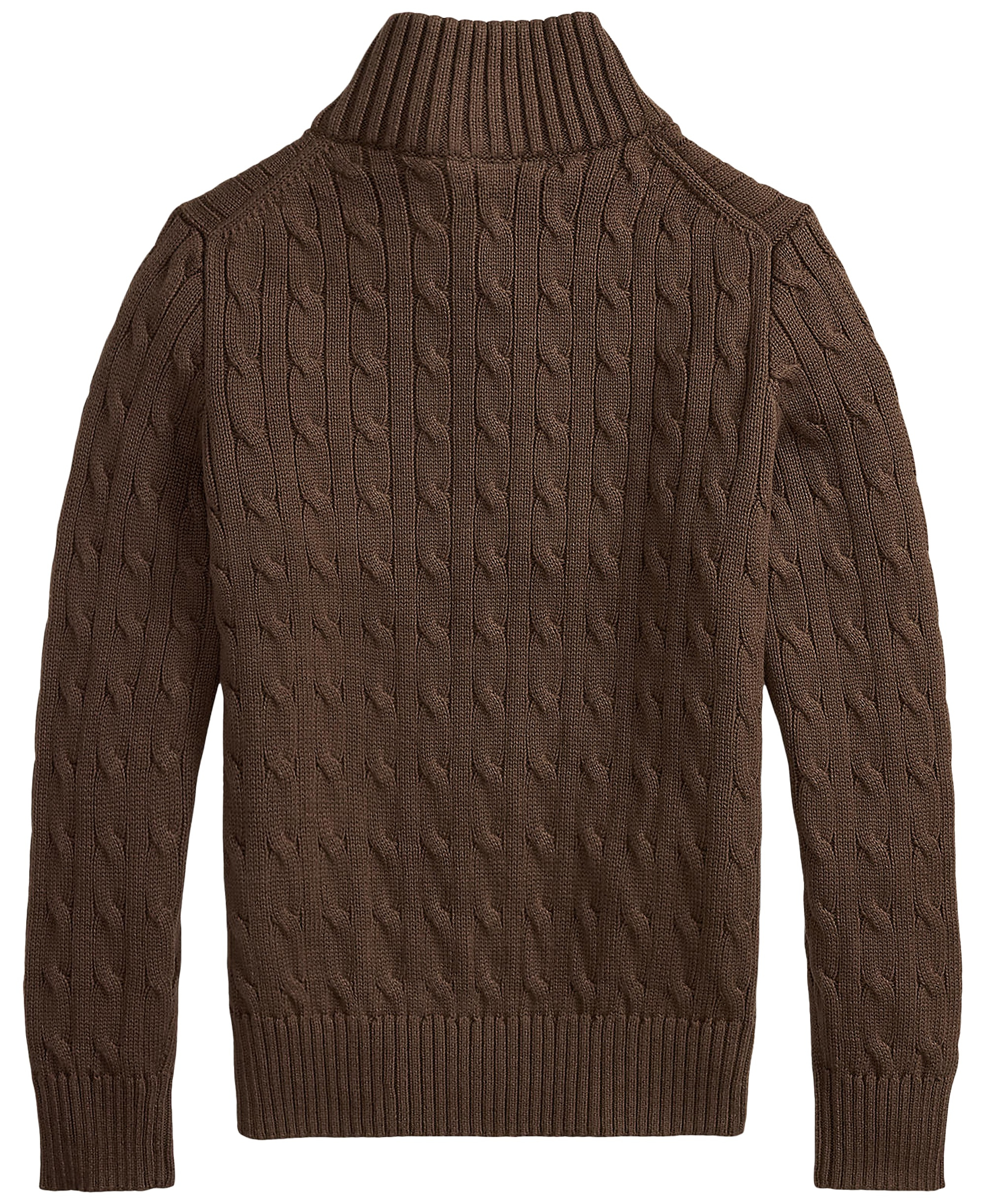 Polo Ralph Lauren Big Boys Cable-Knit Cotton Quarter-Zip Sweater - Nutmeg Brown