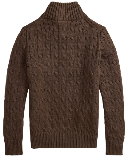 Polo Ralph Lauren Big Boys Cable-Knit Cotton Quarter-Zip Sweater - Nutmeg Brown