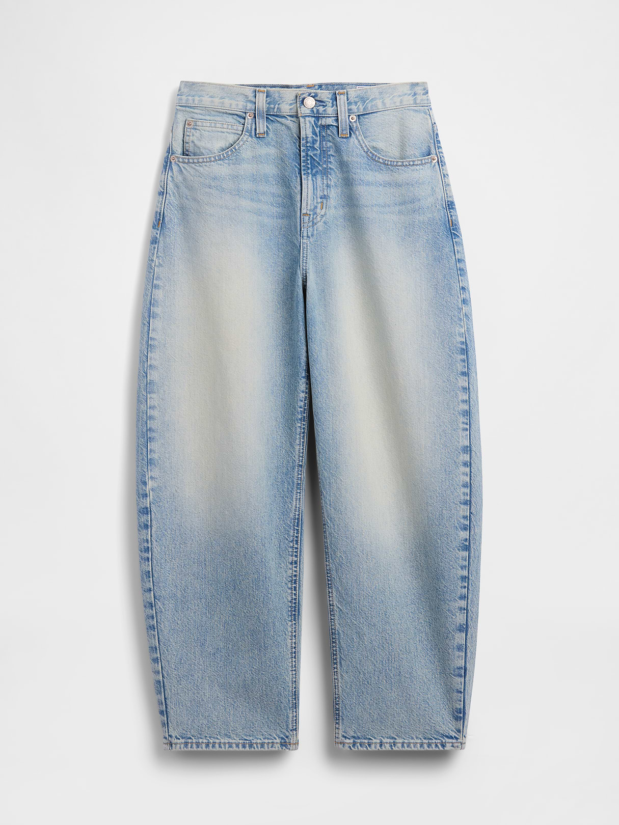 High Rise Crop Barrel Jeans - Light wash