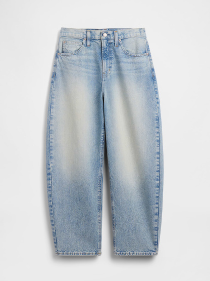 High Rise Crop Barrel Jeans - Light wash