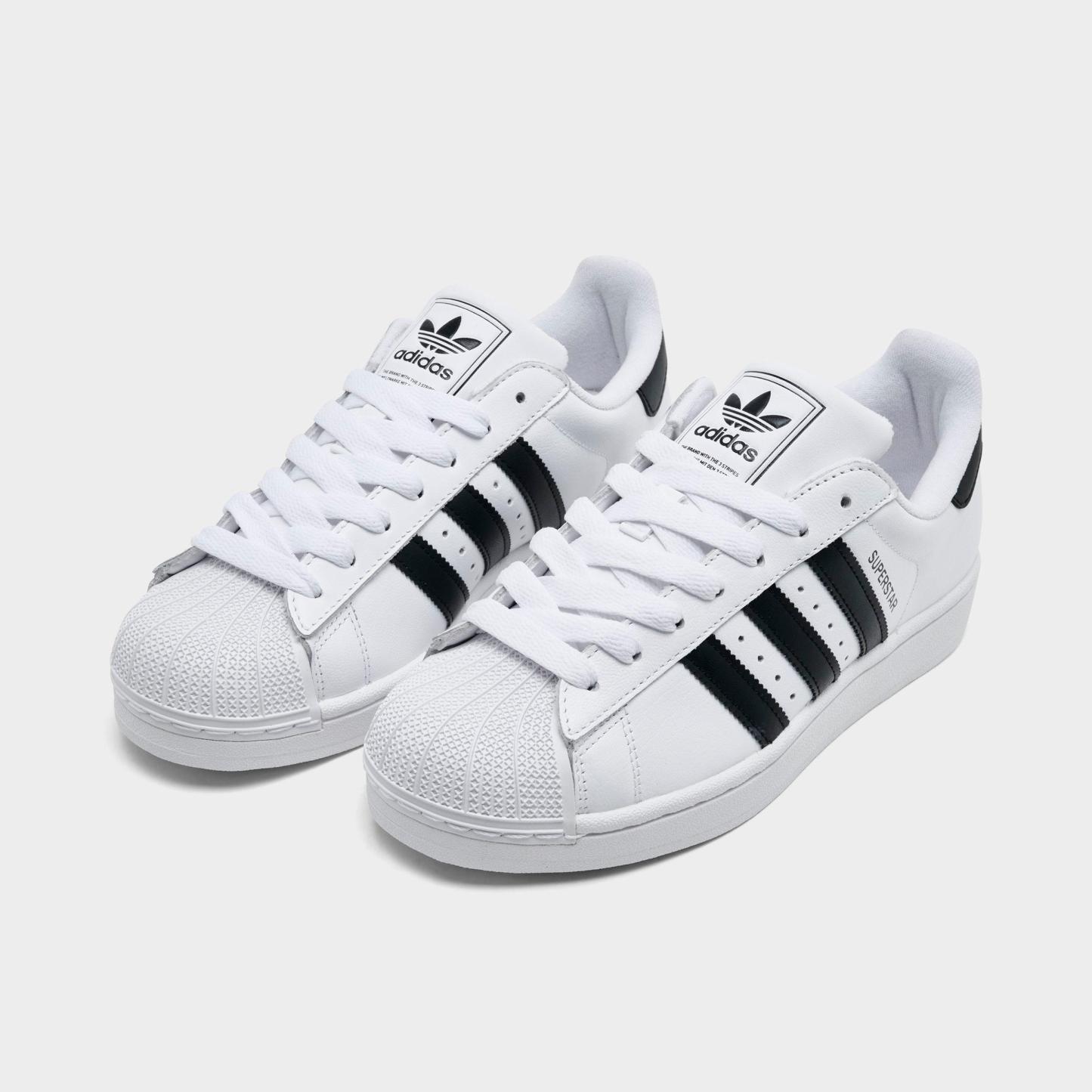 Big Kids' adidas Originals Superstar II Casual Shoes - Cloud White/Core Black/Cloud White - Both shoes facing left
