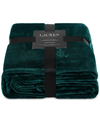 Lauren Ralph Lauren Micromink Plush Blanket, Twin - Green