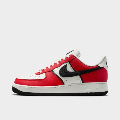 Men's Nithtke Air Force 1 '07 LV8 Sport Casual Shoes - University Red/Black/Sail - Left shoe facing left. Outside of the shoe.