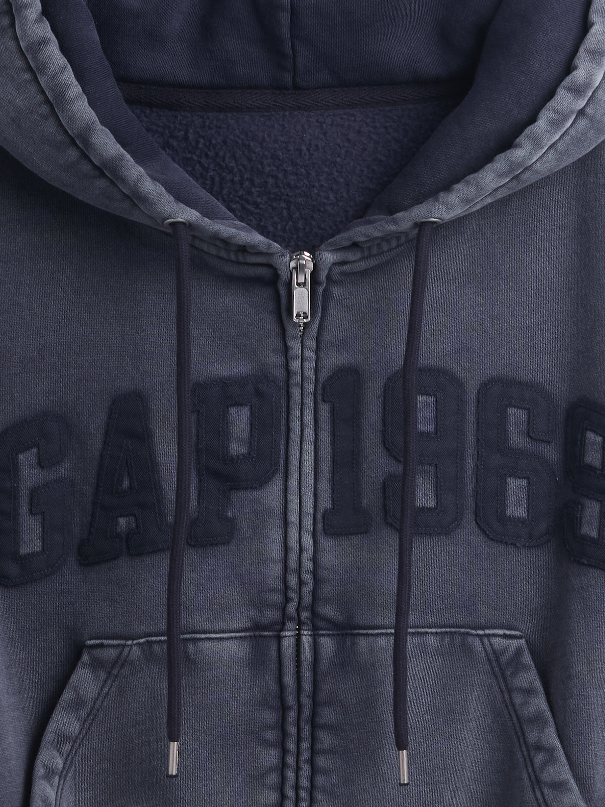 VintageSoft Wedge Zip Hoodie - Tapestry navy blue wash