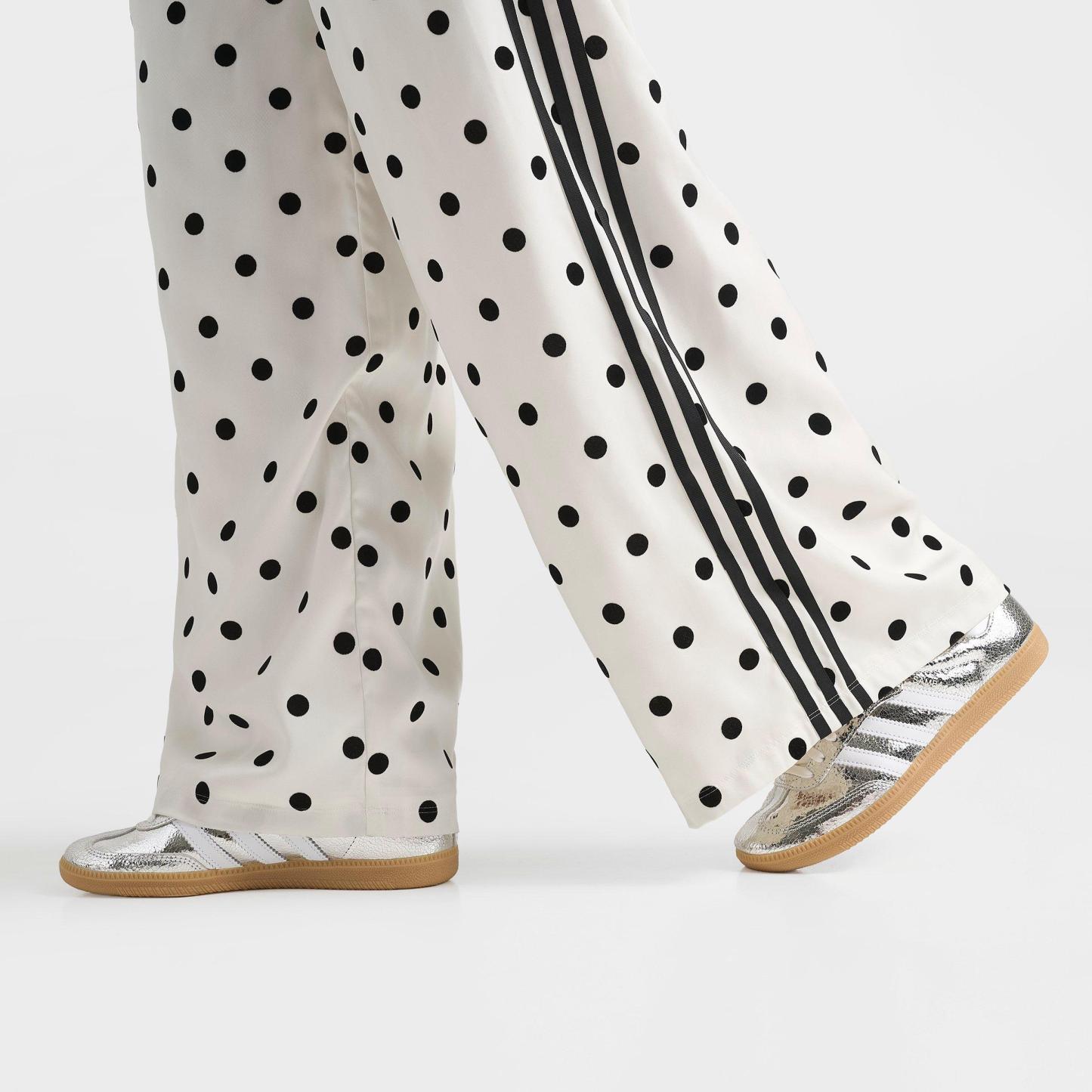 Women's adidas Originals Firebird Polka Dot Satin Wide-Leg Track Pants - Off White