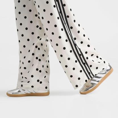 Women's adidas Originals Firebird Polka Dot Satin Wide-Leg Track Pants - Off White