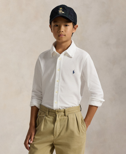 Polo Ralph Lauren Big Boys Featherweight Cotton Mesh Shirt - White
