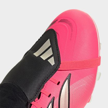 Men's adidas Predator Club Fold-Over Tongue Firm Ground/Multi Ground Soccer Cleats - Solar Turbo/Thermal Chrome/Core Black - Detail shot