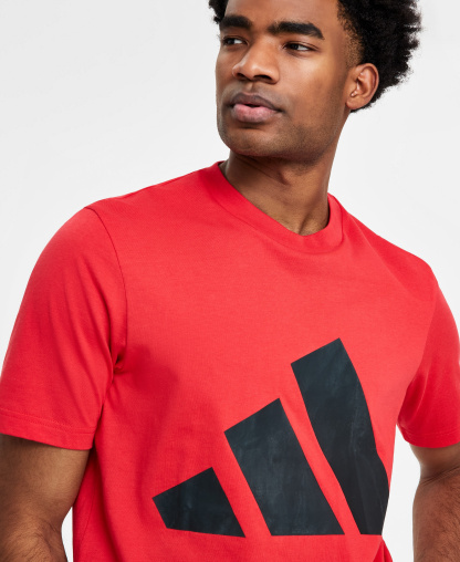 adidas Men's 3-Bar Logo Graphic Cotton T-Shirt - Pure Ruby/Black