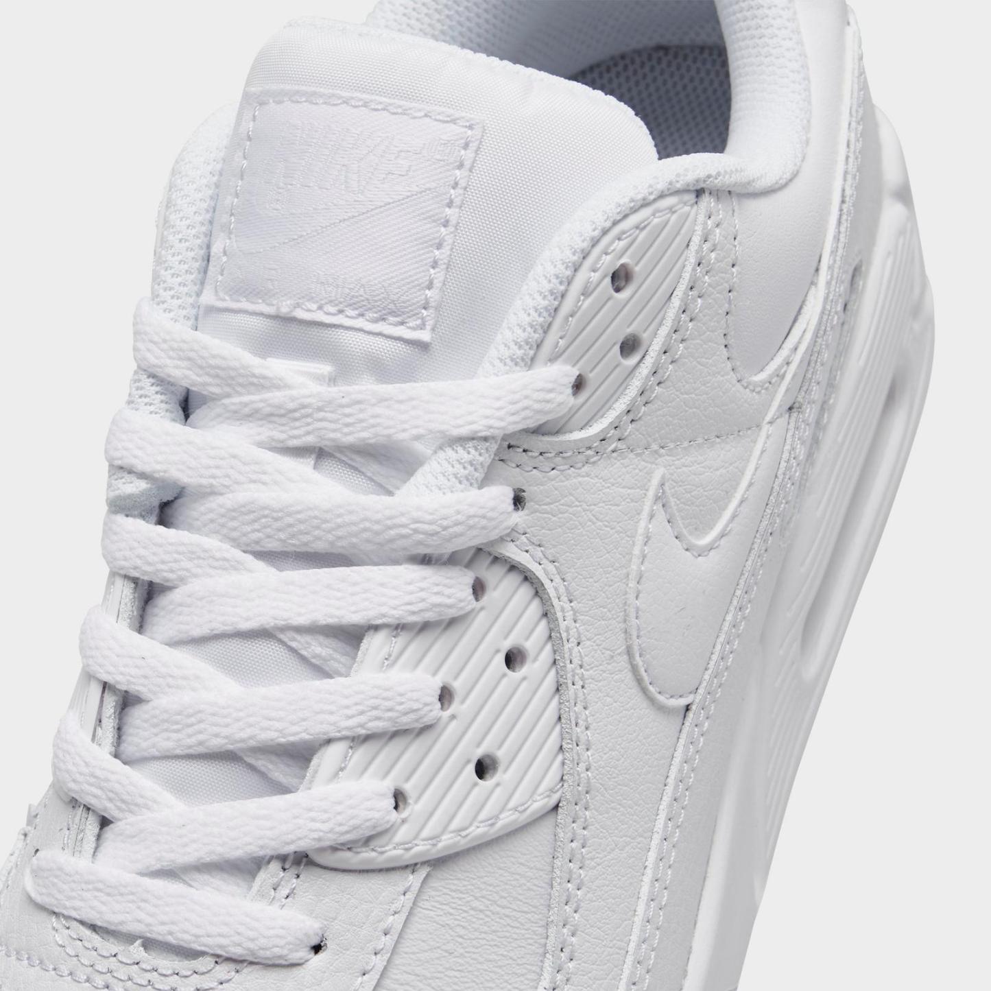 Men's Nike Air Max 90 Leather Casual Shoes - White/White