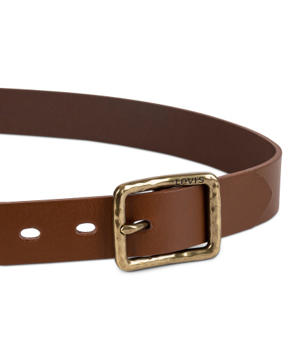 Levi's Women's Hammered Center Bar Buckle Casual Leather Belt - Tan