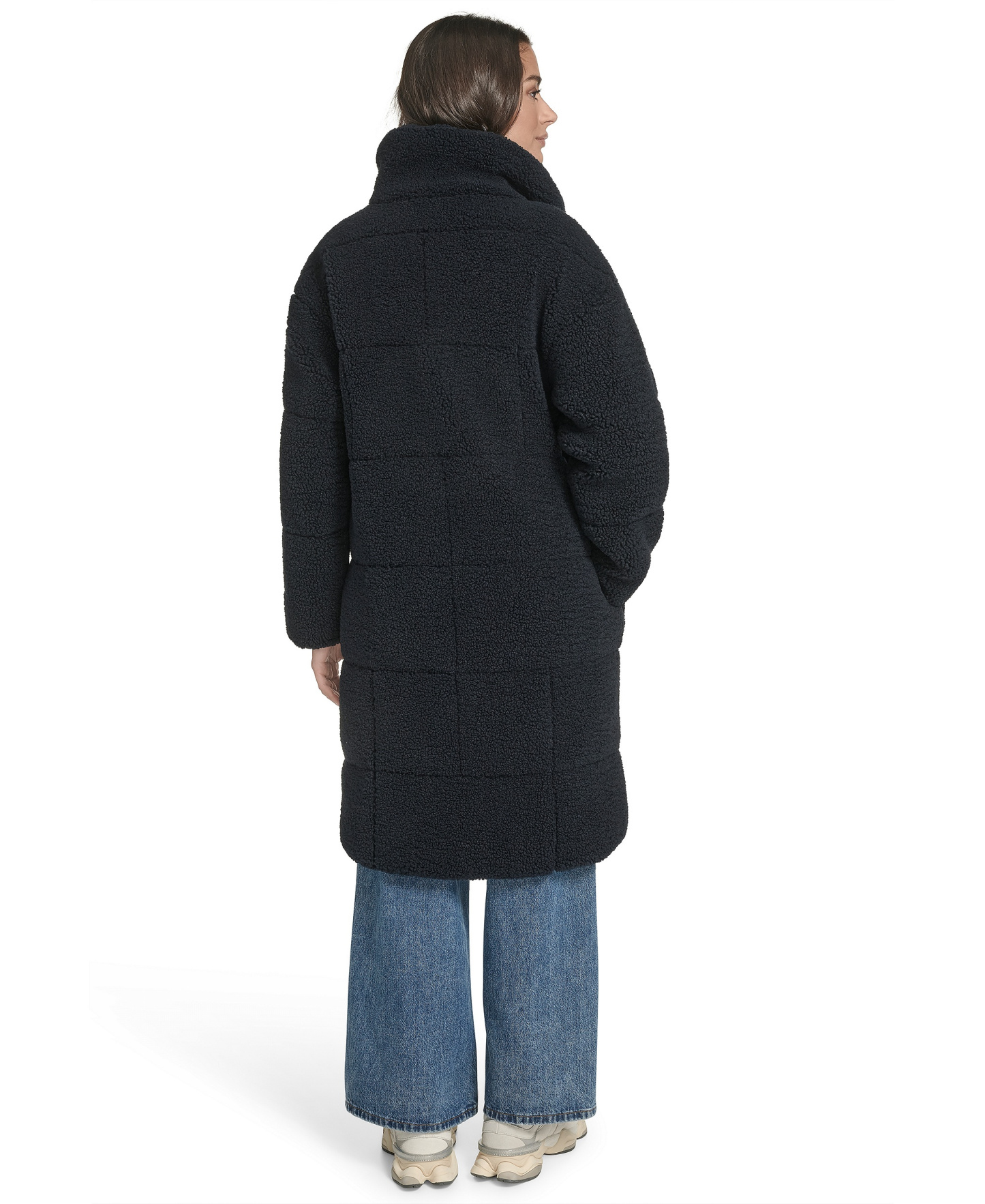 Levi's Women's Long Sherpa Snap-Closure Teddy Coat - Navy