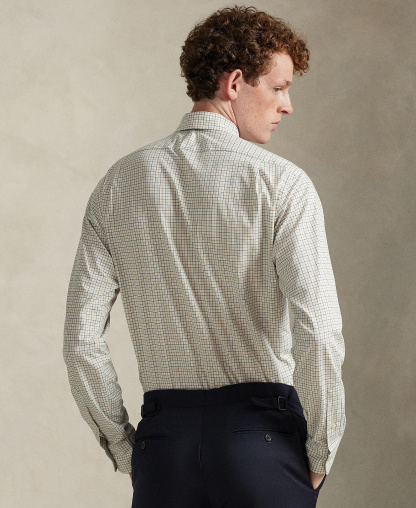 Polo Ralph Lauren Men's Slim-Fit Stretch Shirt - White Coastal Beige Multi