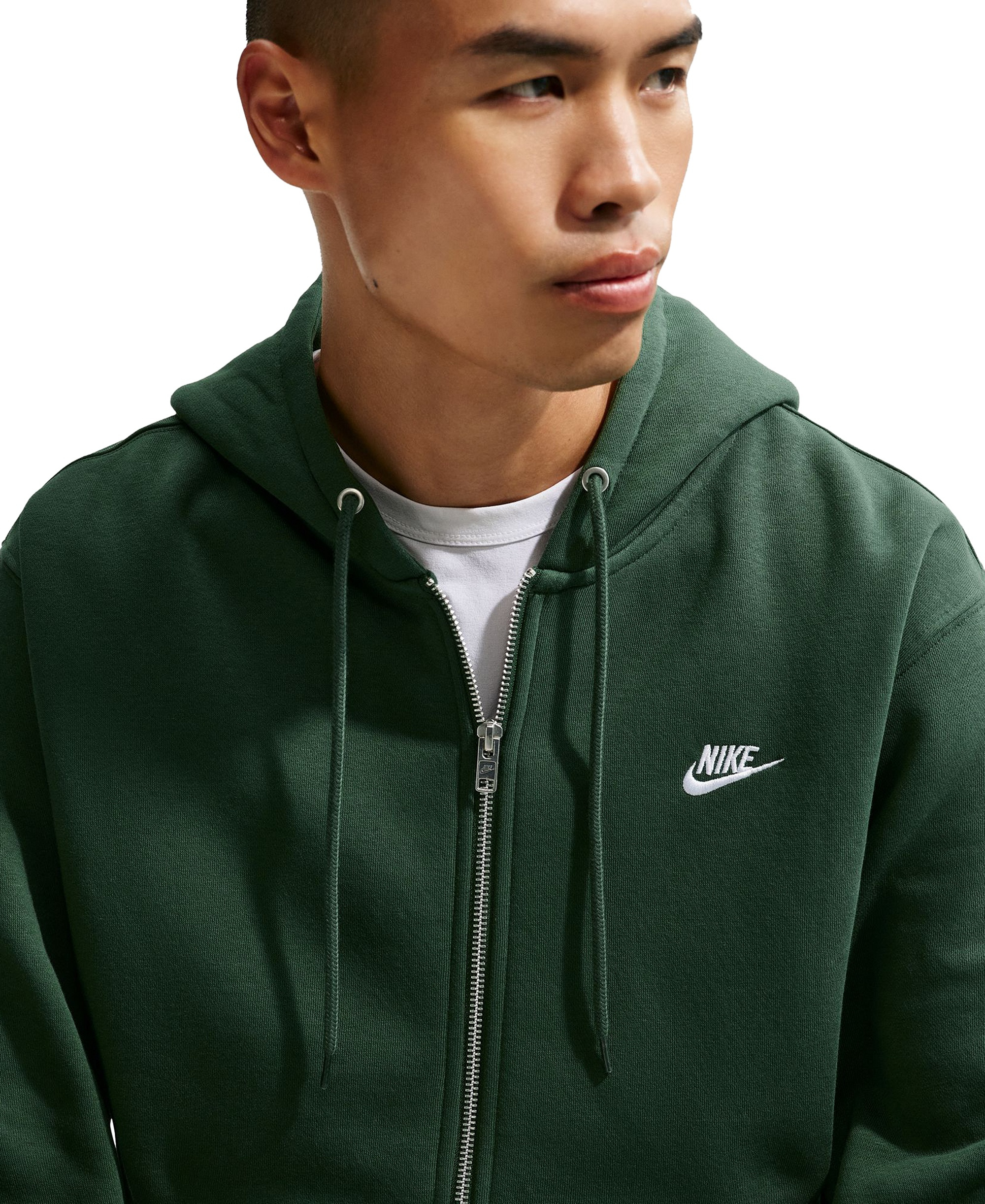 Nike Men's Full-Zip Fleece Regular-Fit Hoodie - Fir/White
