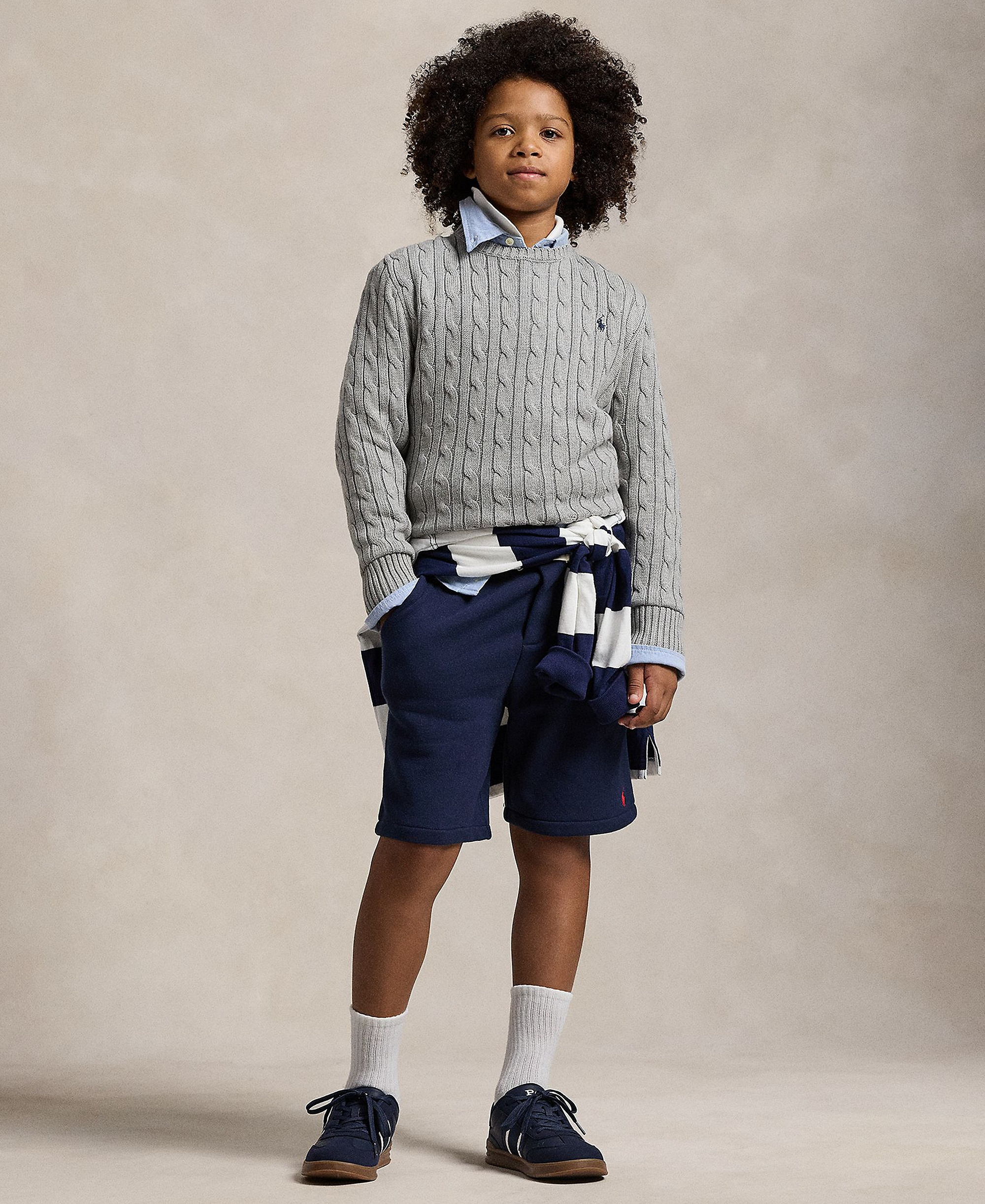 Polo Ralph Lauren Boys' 8-20 Cable-Knit Cotton Sweater - Andover Heather