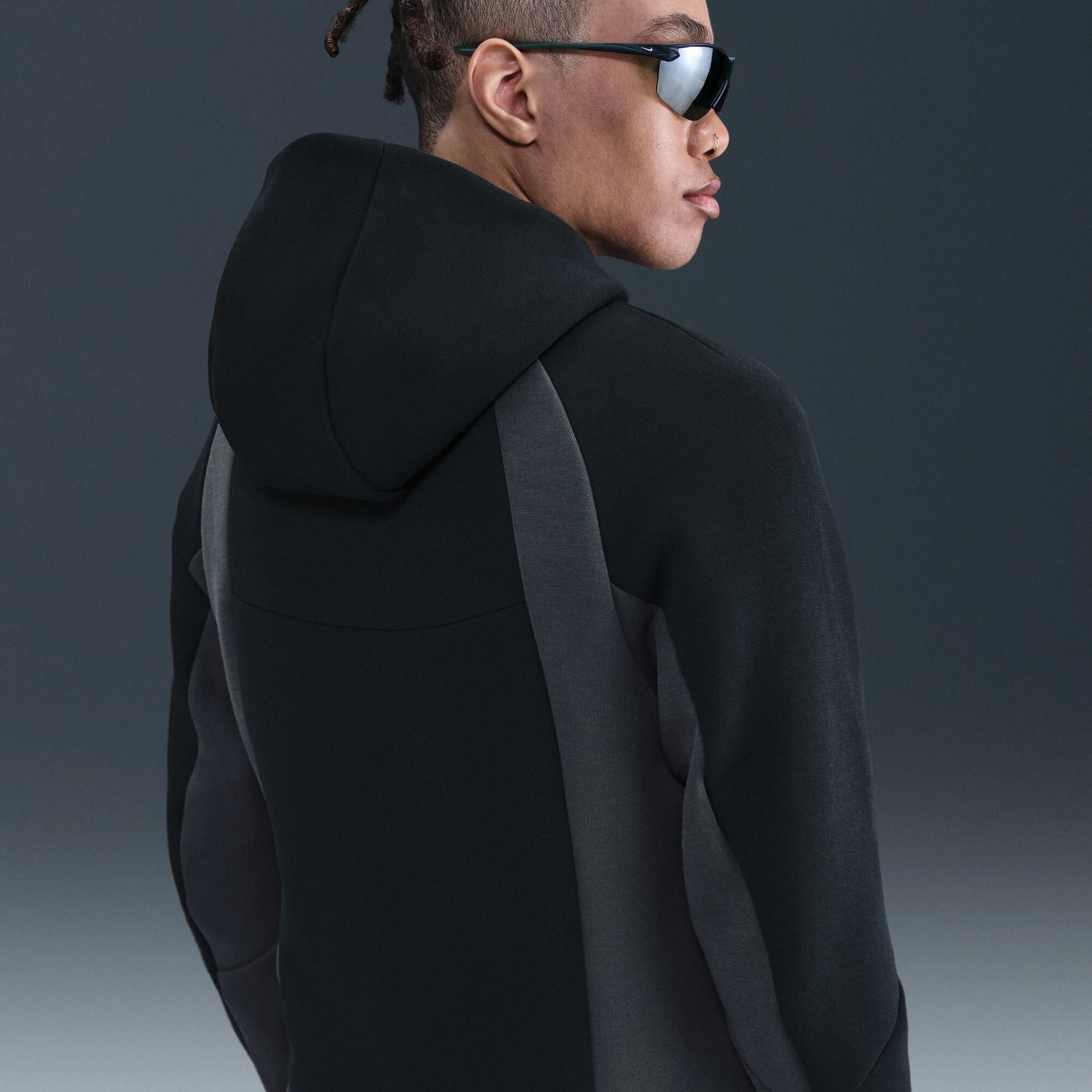 Nike Tech Men's Colour-Block Full-Zip Fleece Windrunner Jacket - Black/Anthracite/Black