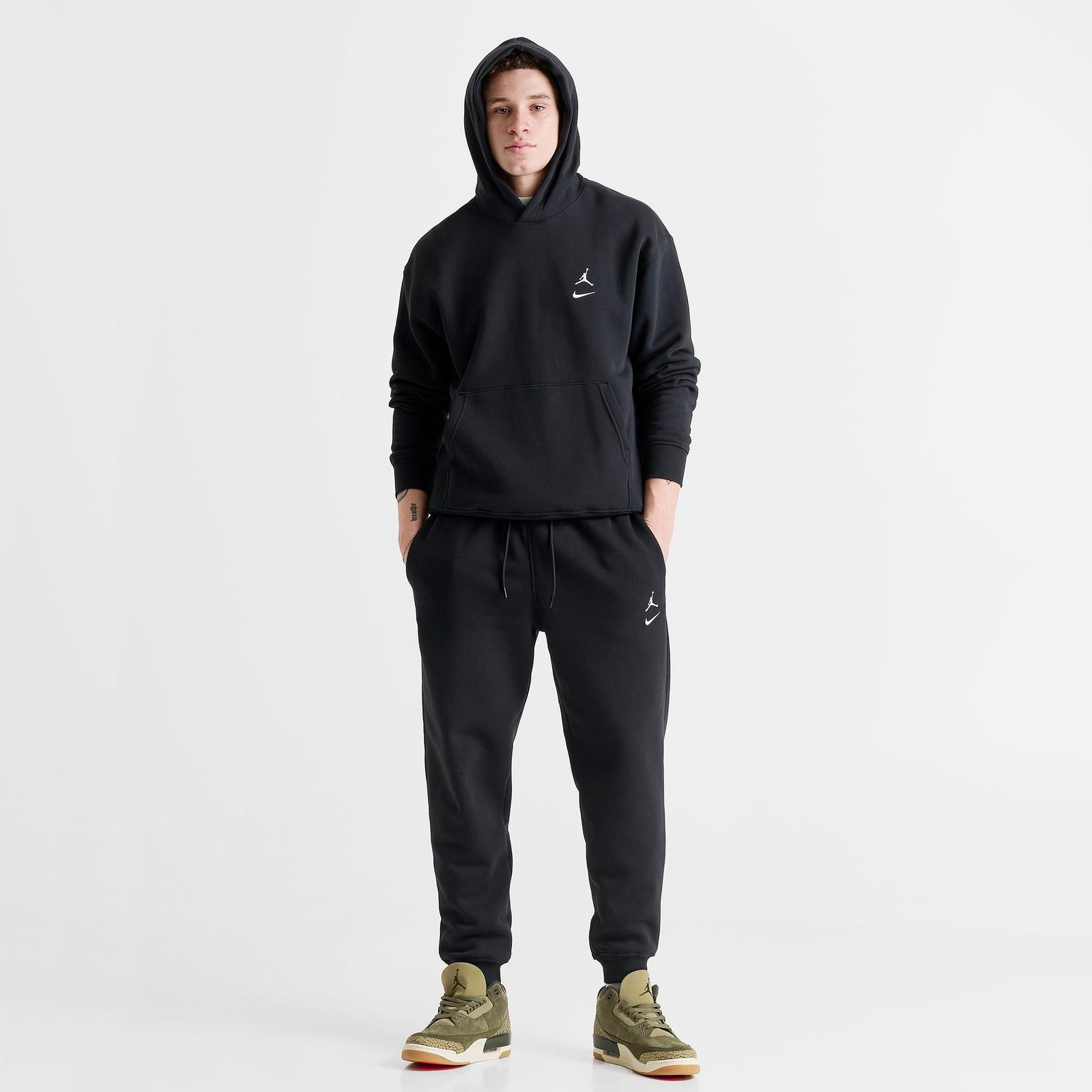 Men's Jordan Swoosh Brooklyn Fleece Jogger Pants - Black/White - view 2