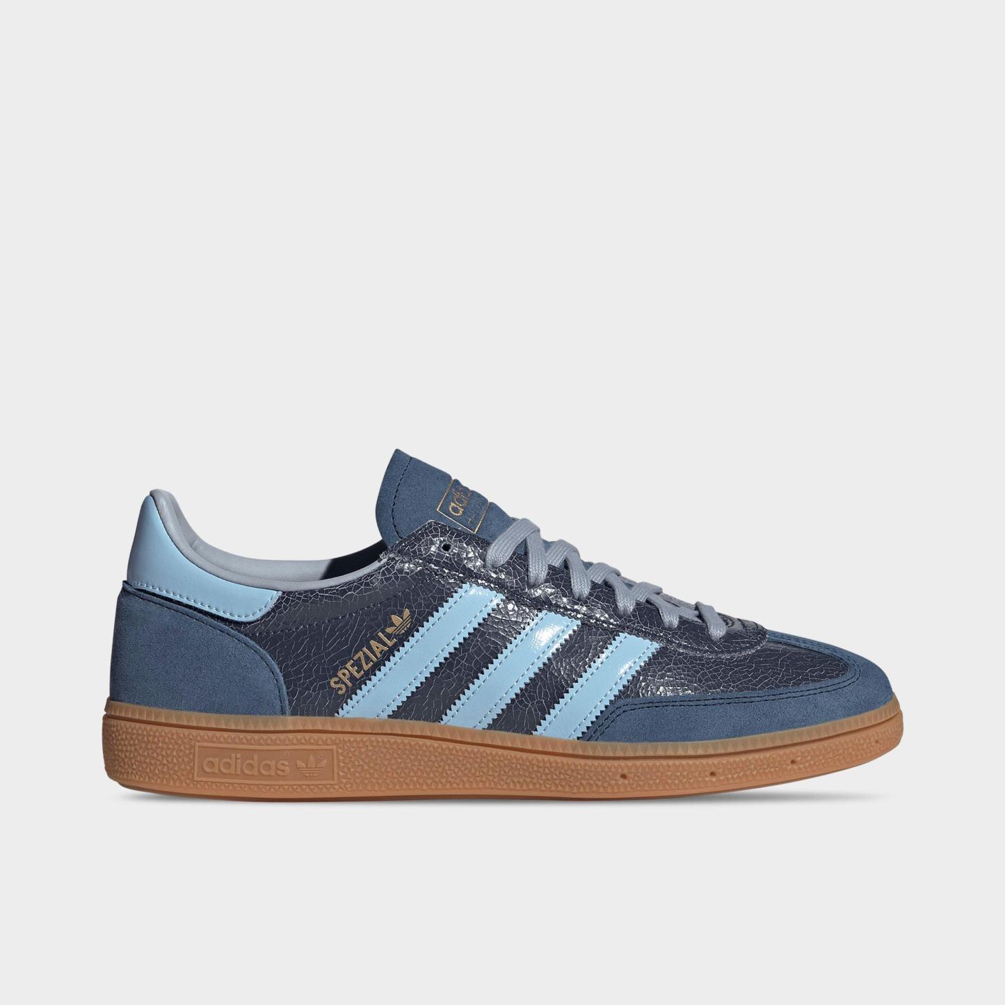 Men's adidas Originals Handball Spezial Casual Shoes - Part 3 - Night Indigo/Clear Sky/Gum - Left shoe facing left. Outside of the shoe.