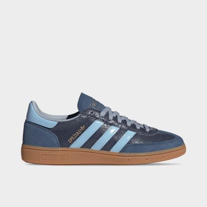 Men's adidas Originals Handball Spezial Casual Shoes - Part 3 - Night Indigo/Clear Sky/Gum - Left shoe facing left. Outside of the shoe.