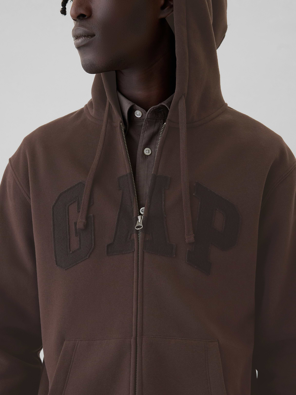 Adult VintageSoft Arch Logo Zip Hoodie - Brown