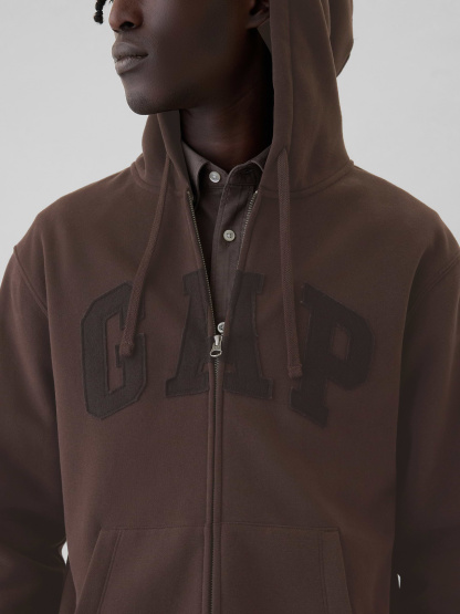 Adult VintageSoft Arch Logo Zip Hoodie - Brown