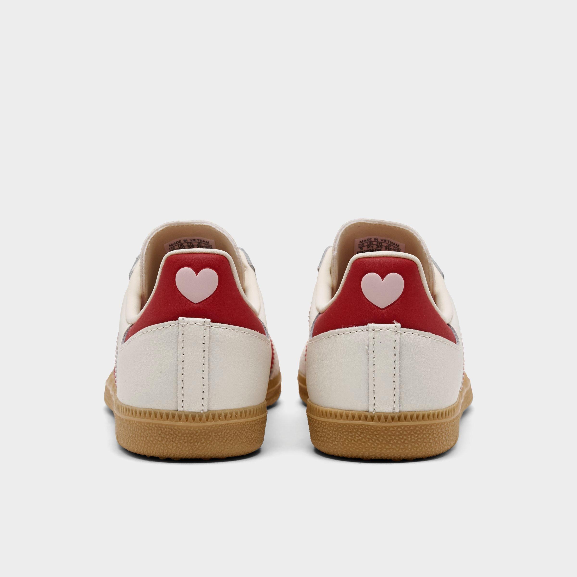 Girls' Little Kids' adidas Originals Samba OG Valentine's Day Casual Shoes - Cream White/Better Scarlet/Gum - Back view