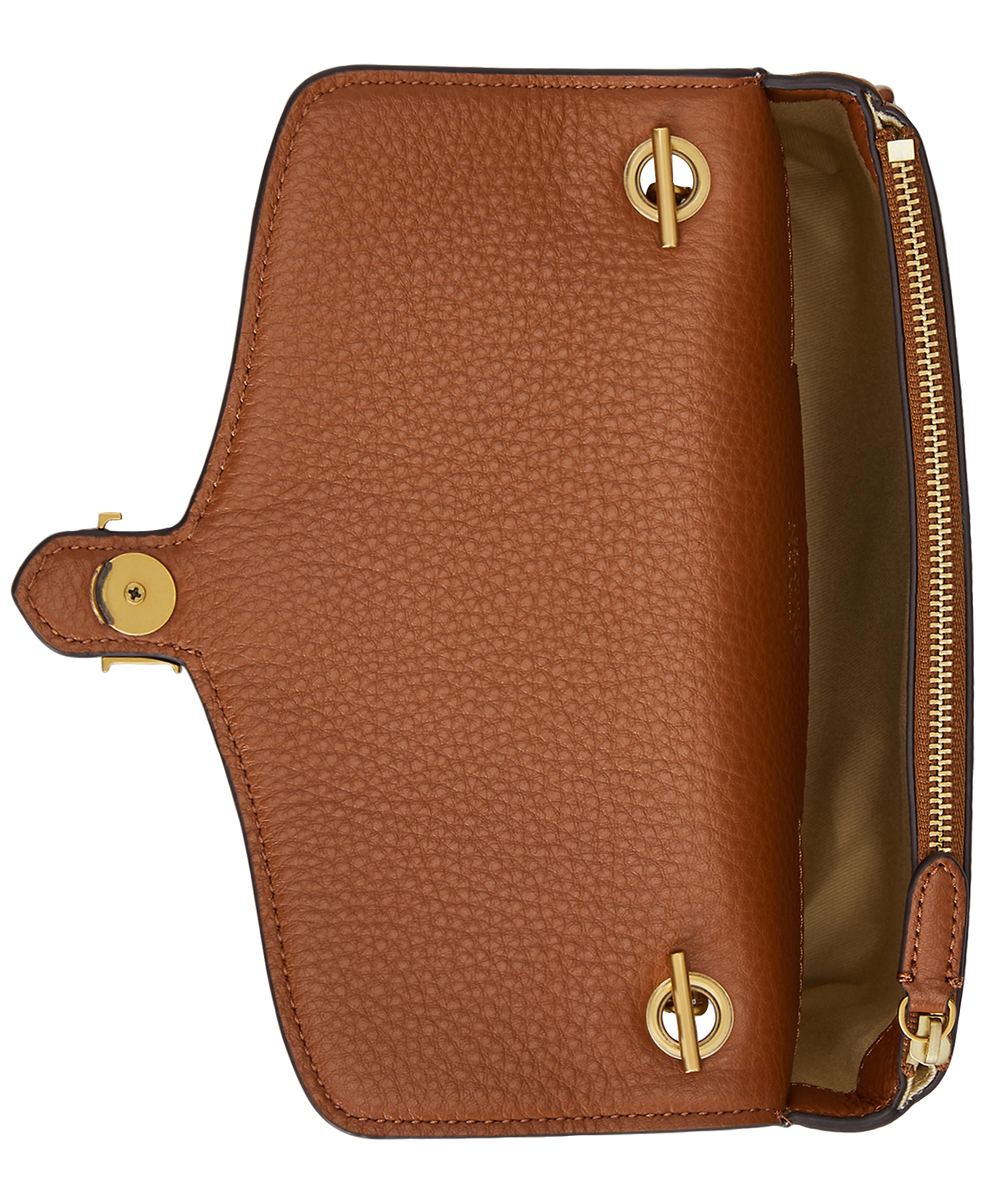 Lauren Ralph Lauren Bradley Small Pebbled Leather Crossbody Wallet - Lauren Tan