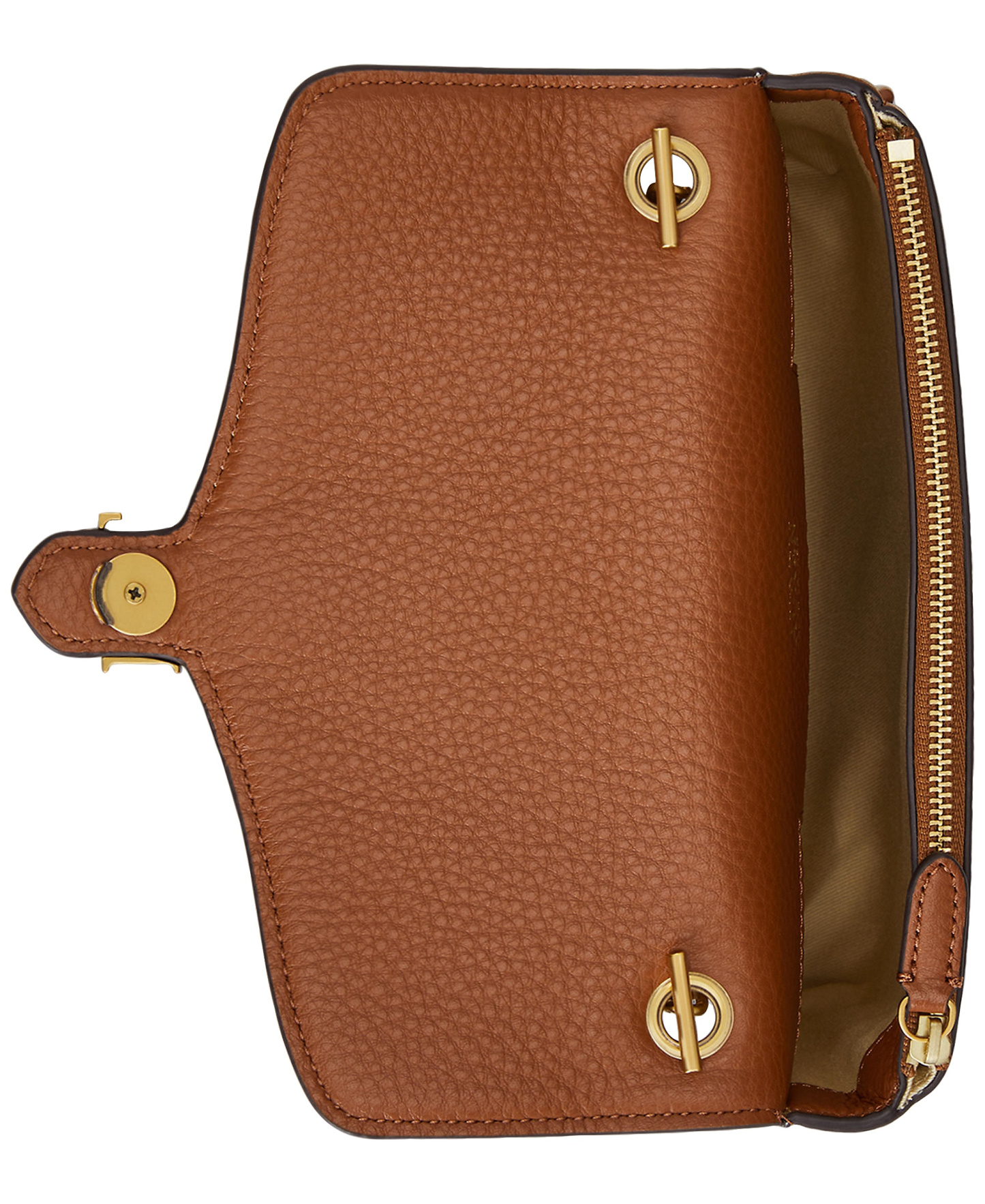 Lauren Ralph Lauren Bradley Small Pebbled Leather Crossbody Wallet - Lauren Tan