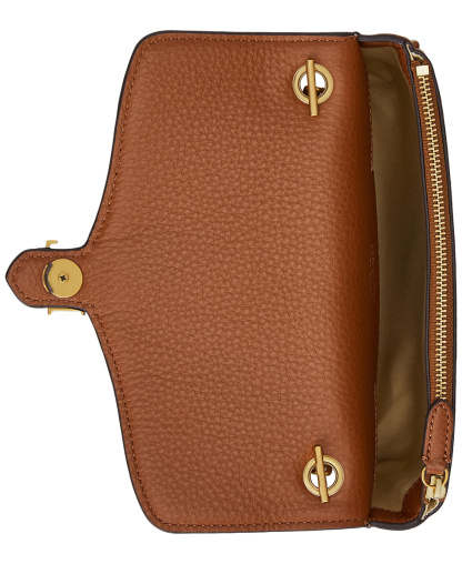 Lauren Ralph Lauren Bradley Small Pebbled Leather Crossbody Wallet - Lauren Tan