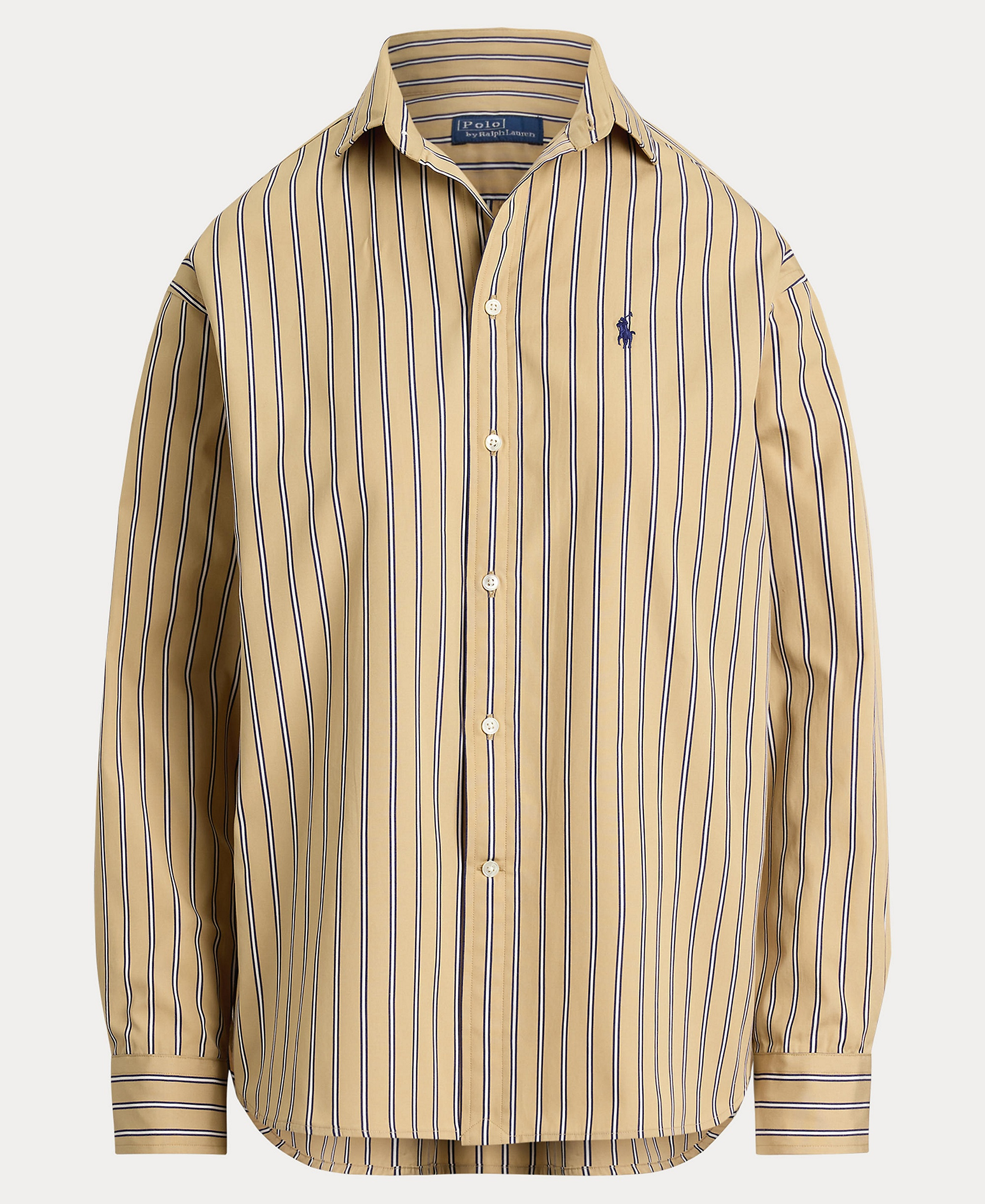 Polo Ralph Lauren Women's Relaxed-Fit Striped Cotton Shirt - Tan Royal Multi
