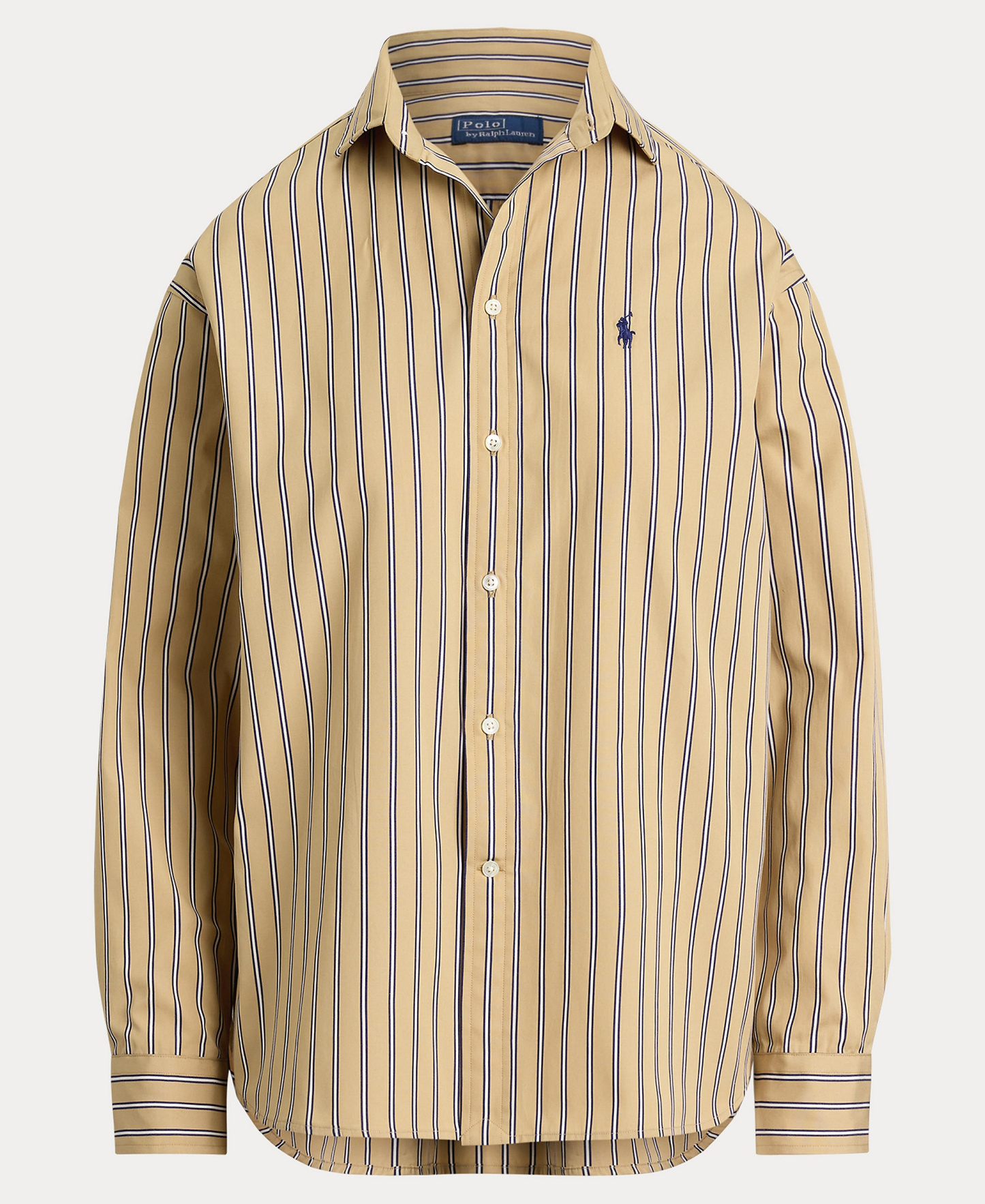 Polo Ralph Lauren Women's Relaxed-Fit Striped Cotton Shirt - Tan Royal Multi
