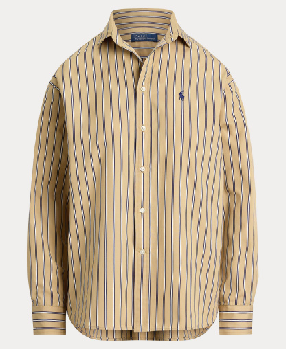 Polo Ralph Lauren Women's Relaxed-Fit Striped Cotton Shirt - Tan Royal Multi