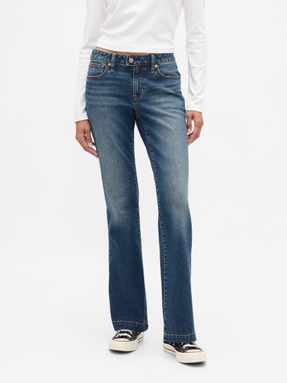 Low Rise Long & Lean Split-Hem Jeans - Vintage blue tint