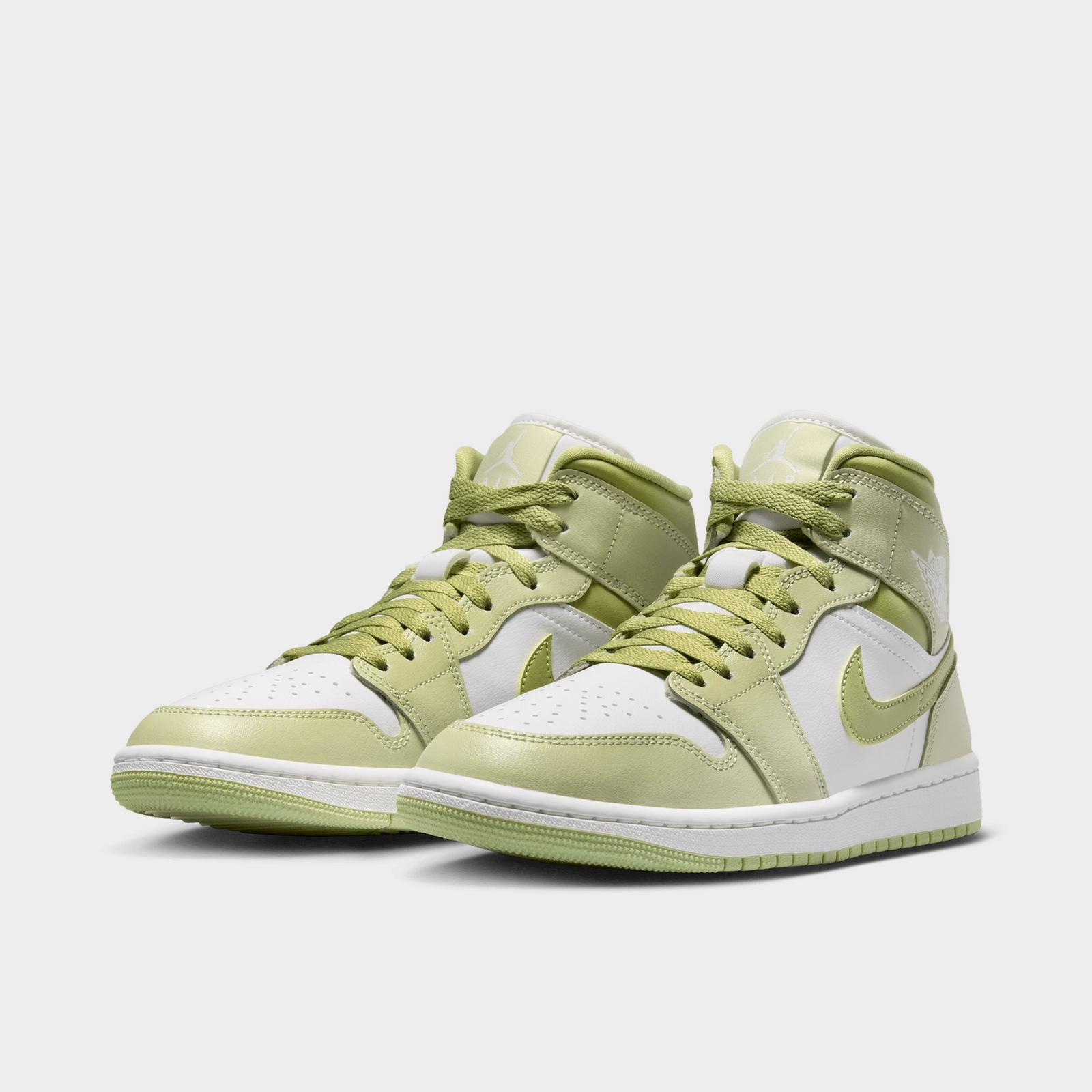 Women's Air Jordan Retro 1 Mid Casual Shoes - Olive Aura/Lawn/Coconut Milk/Sail - view 2