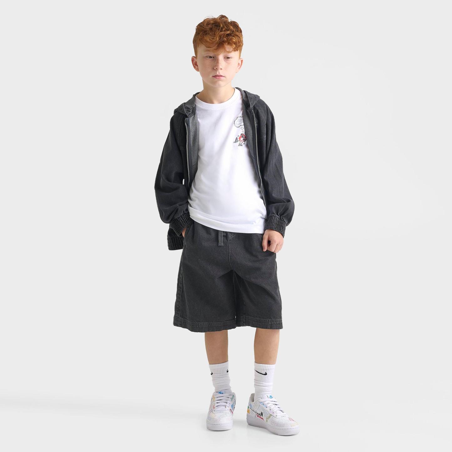 Big Kids' Nithtke Sportswear Collection Archival Denim Shorts - Black/Anthracite/Volt/Anthracite