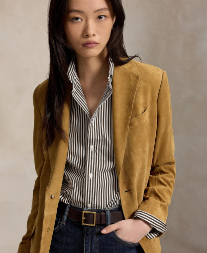 Polo Ralph Lauren Women's Relaxed-Fit Striped Cotton Shirt - Dark Brown/White
