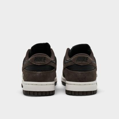 Women's Nithtke Dunk Low Mini Swoosh Casual Shoes - Black/Sail/Metallic Silver/Baroque Brown - Back view