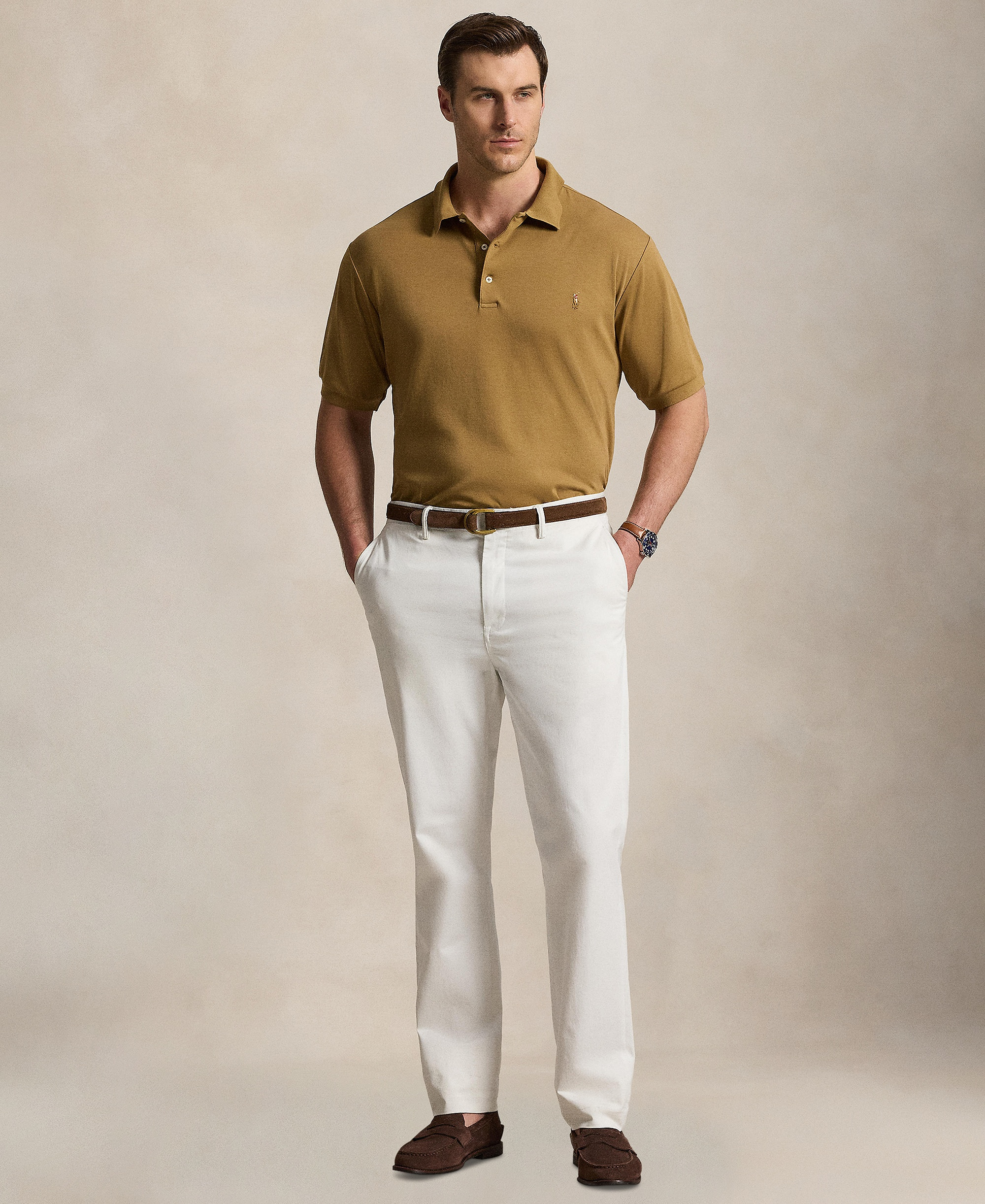 Polo Ralph Lauren Men's Big & Tall Solid Polo Shirt - Cafe Brown
